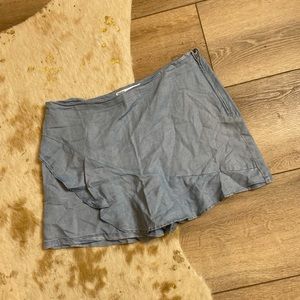 Zara ruffle wrap chambray blue skort